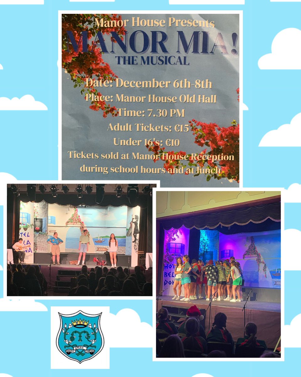 ManorHseRaheny's tweet photo. Itβs showtime!! This yearβs #ManorHouseMusical had its premiere this morn in school. An invited audience of students & guests enjoyed a performance of #ManorMia, which runs from this eve to Thurs. Well done to all the #ManorHouseTY students & staff involved π π€ #MammaMia #Abba https://t.co/sFHBQQnXt2