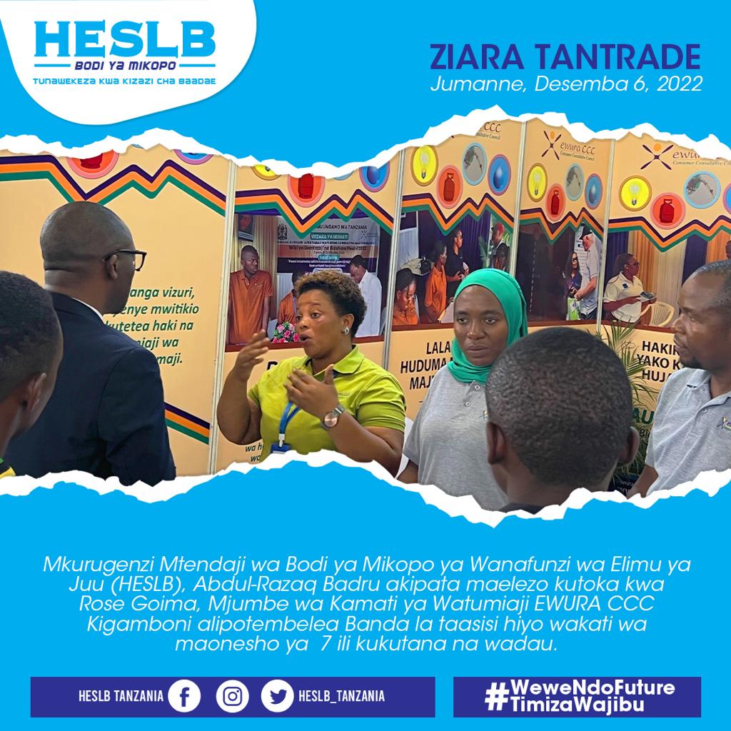 HESLBTanzania's tweet photo. Des. 6, 2022: Ziara ya Mkurugenzi Mtendaji-HESLB, Abdul-Razaq Badru katika maonesho ya 7 ya bidhaa za viwanda Tanzania, TANTRADE (Sabasaba), Dar es salaam https://t.co/71qFhBsCYA