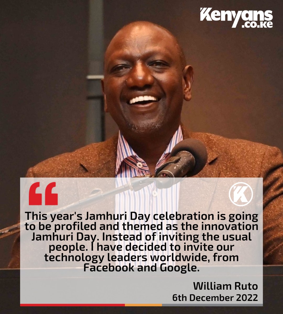 President Ruto to invite tech leaders from Facebook and Google for Jamhuri Day celebrations