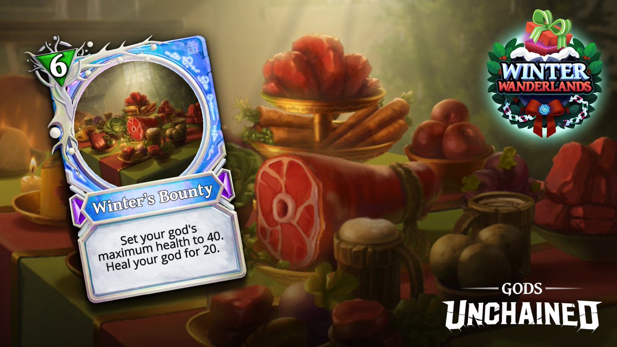 TokenTrove's tweet photo. Here’s something to warm your heart this holiday season- an exclusive @GodsUnchained card reveal from their upcoming Winter Wanderlands set! Starting December 14th PDT. More reveals coming soon!

Follow @GodsUnchained on twitter and discord to find out more. https://t.co/oEhsNkKI0T