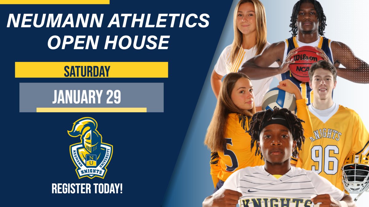 NeumannKnights's tweet photo. You and your family are invited to our Athletic Open House on 1/29. Learn about NU's academic program offerings, campus life, and professional internships. Tour campus with our Neumann Navigators, and meet all coaches from 9:00am to 10:00am!
Sign up ⤵️
https://t.co/ryJHaipN1S https://t.co/1DfIJMruht