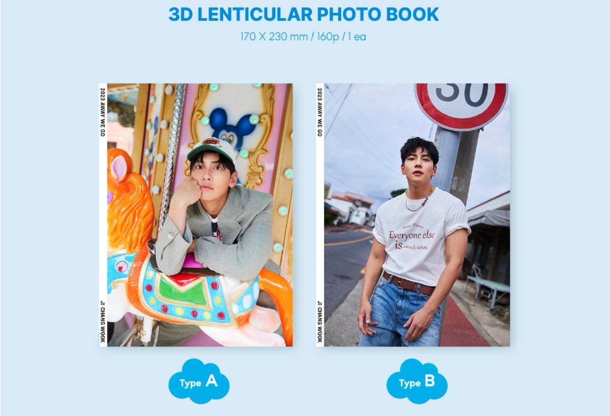 JCWKitchen's tweet photo. [Event] (🧵2/6) The quite stylish Outer Box and 3D Lenticular Photo Book, with photographs by the awesome Studio NewBIN! 📸 (Choice of cover art is chosen by Global YES24 after order is placed.)
 
#지창욱 #JiChangWook #JCW_AwayWeGo
#JCW_SeasonsGreetings #StudioNewBIN https://t.co/w2ZghhWPfD