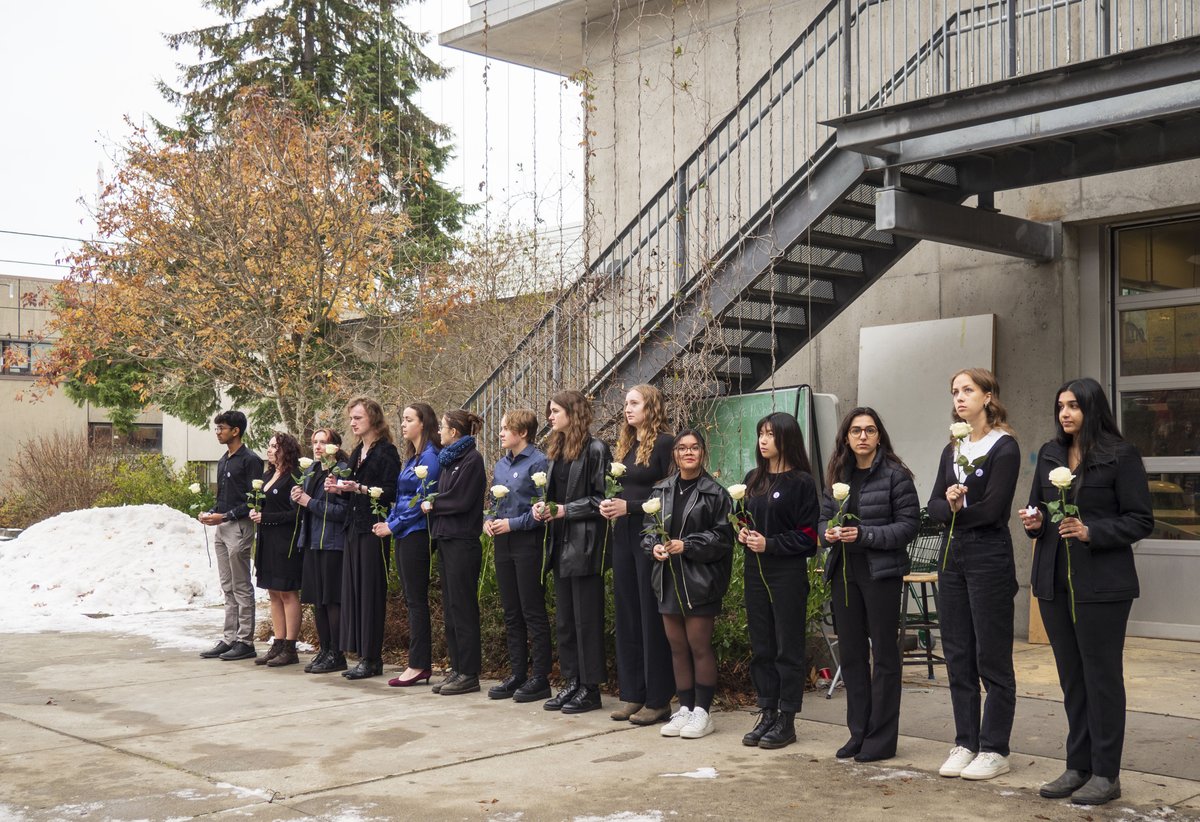 ubcengineering's tweet photo. Today marks the 33-year anniversary of the murders of 14 women at École Polytechnique de Montréal. It is also National Day of Remembrance and Action on Violence Against Women. #UBCEngineering continues to stand against all forms of violence. #14NotForgotten #EndViolence https://t.co/rlIxURcIps