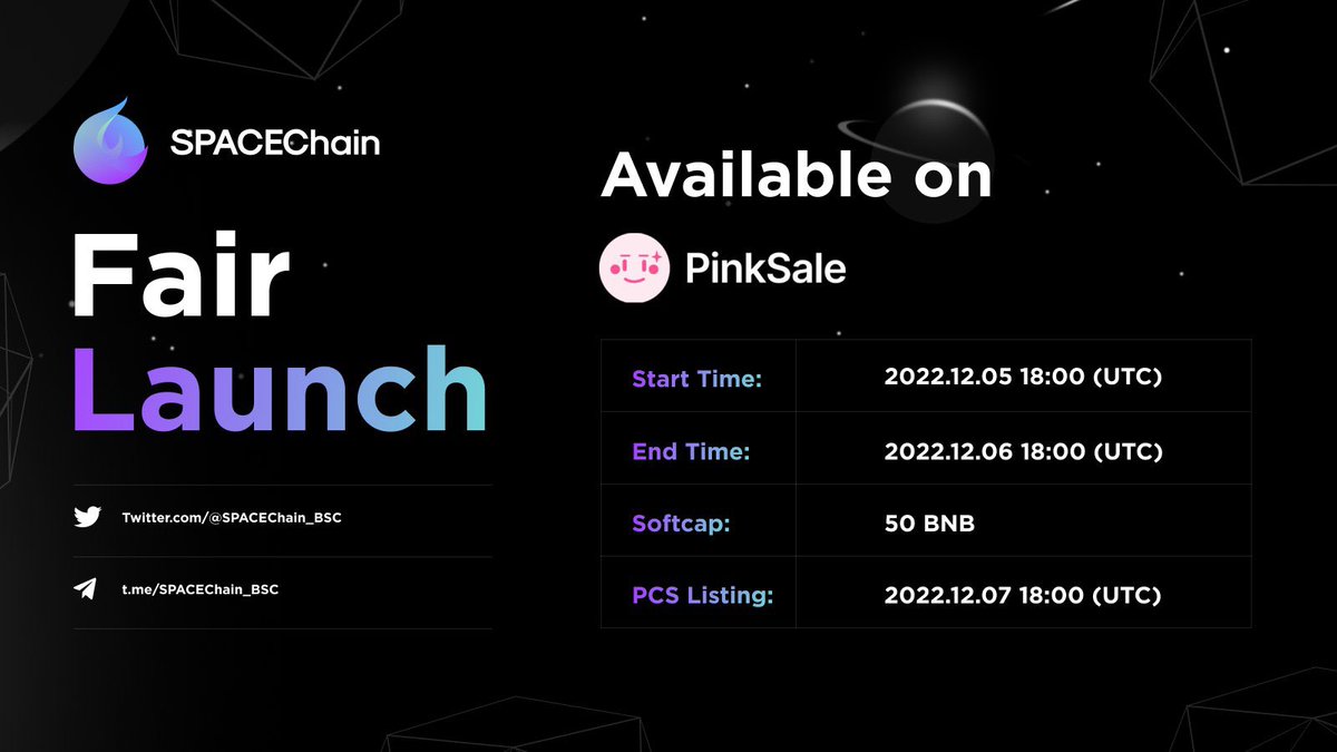 Another Presale For Y’All

SPACE is a new EVM Layer 1 blockchain created to discover new technologically innovative solutions for mass adoption. Fast, composable, ecological, for everyone. ✅ Mainnet launched ✅ Testnet launched

Presale ends in 2 hours: pinksale.finance/launchpad/0x29…