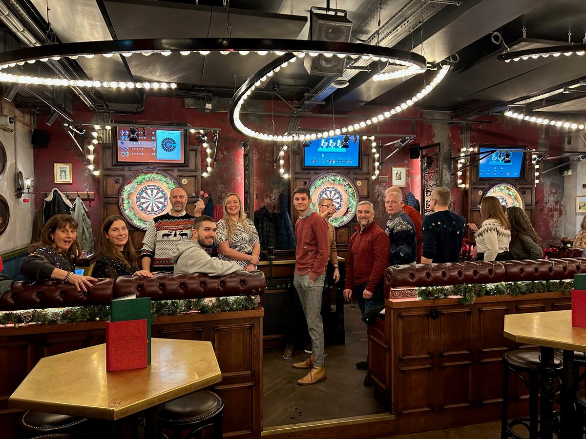 InstructusGroup's tweet image. On Friday, the whole Instructus team, (Instructus Skills, CQM &amp;amp; Springboard) met and tried our hands at darts at Flight Club 🎯 We had a fab time and it was great to have a get together with (almost) everyone for end of year celebrations! 🎉🥳