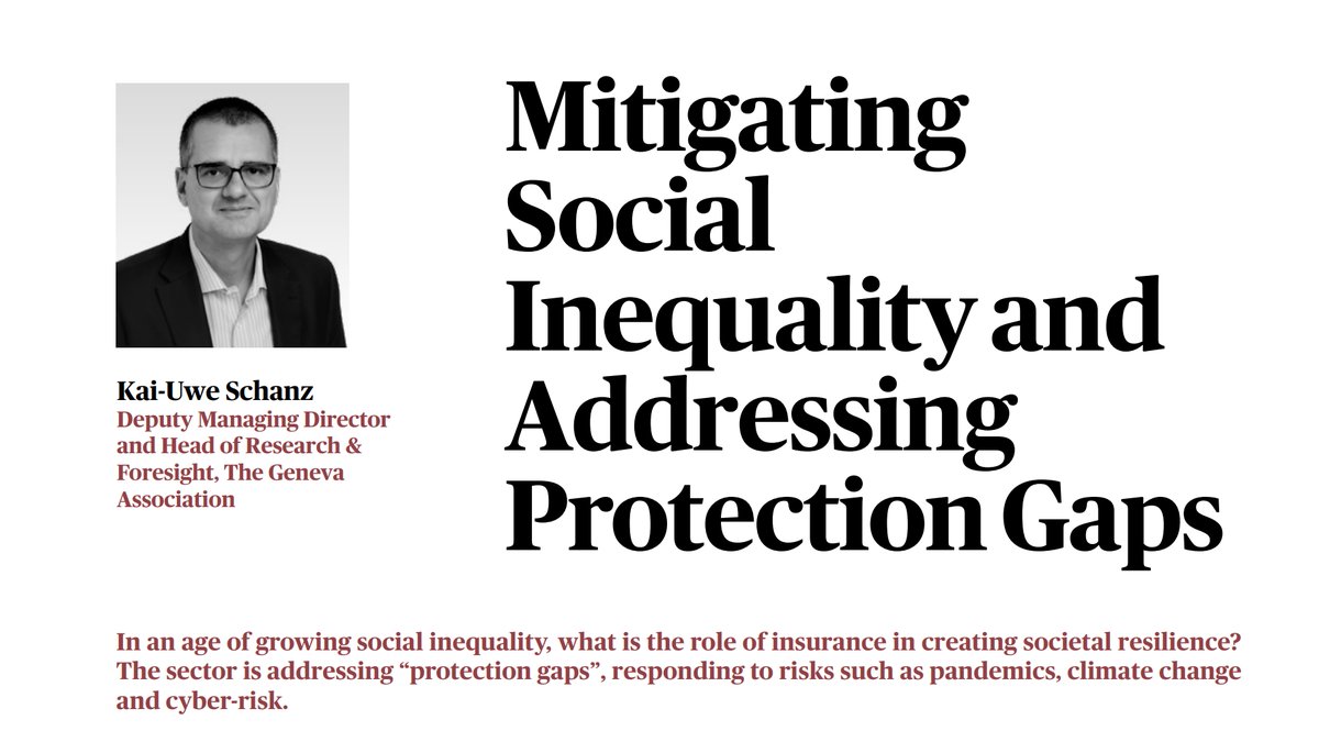 TheGenevaAssoc's tweet photo. Social inequality weakens #SocietalResilience and it’s on the rise in much of the world.
In this @AXAResearchFund report, Kai-Uwe Schanz explains how insurers help mitigate it by addressing #ProtectionGaps and providing a safety net for the vulnerable.
https://t.co/8uHqk1ffwp https://t.co/7QTWBYF6Lc