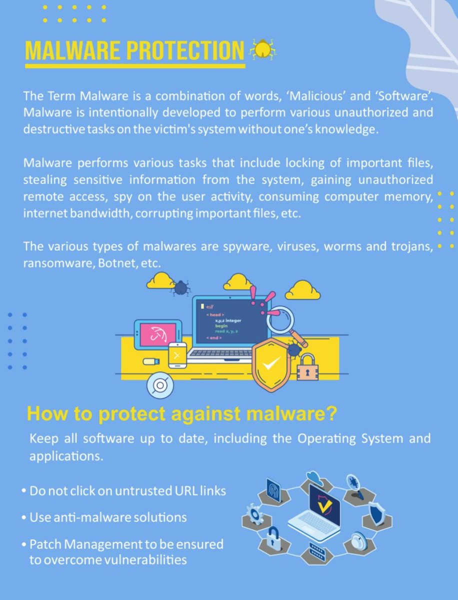 BSF_BICIT's tweet photo. #CyberAttack
#cybersecurity
" Malware Protection "
#BSF #BICIT #cyber
#GoI_MeitY #IndianCERT #_DigitalIndia #EduMinOfIndia https://t.co/PkhAaDgUb2