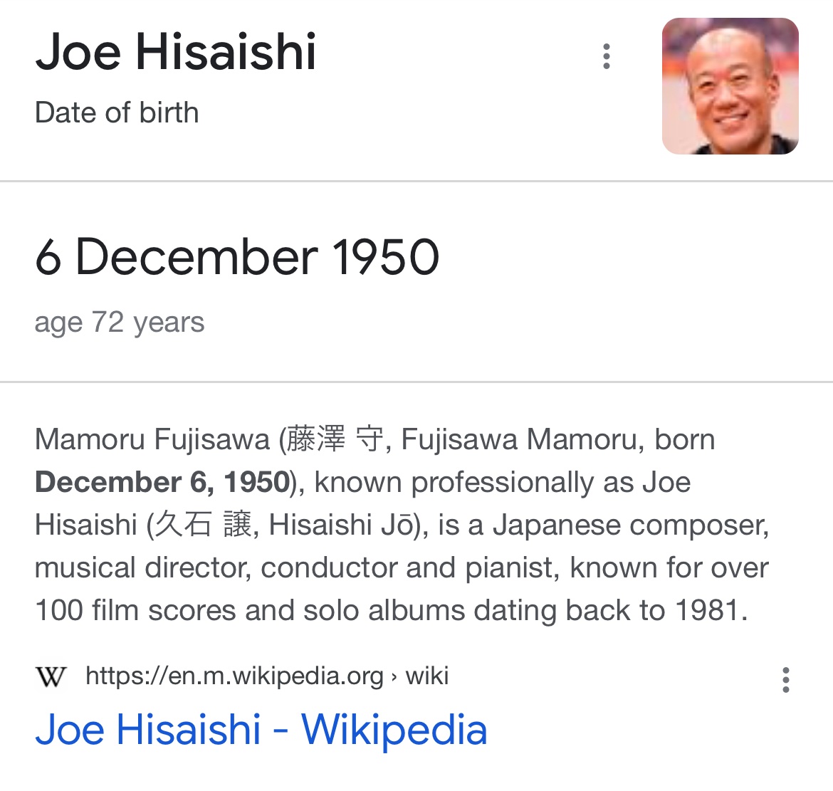 Happy Birthday to the king that is Joe Hisaishi   