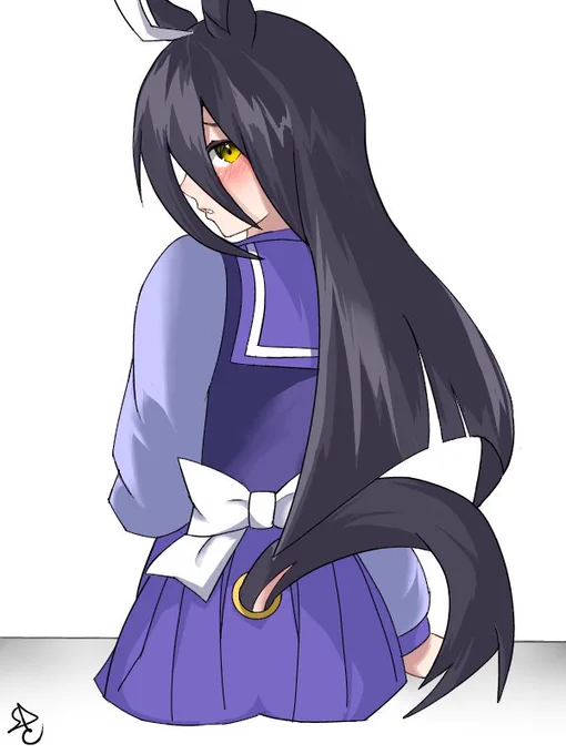 これは尻尾の手入れをされる数秒前のカフェ#ウマ娘 