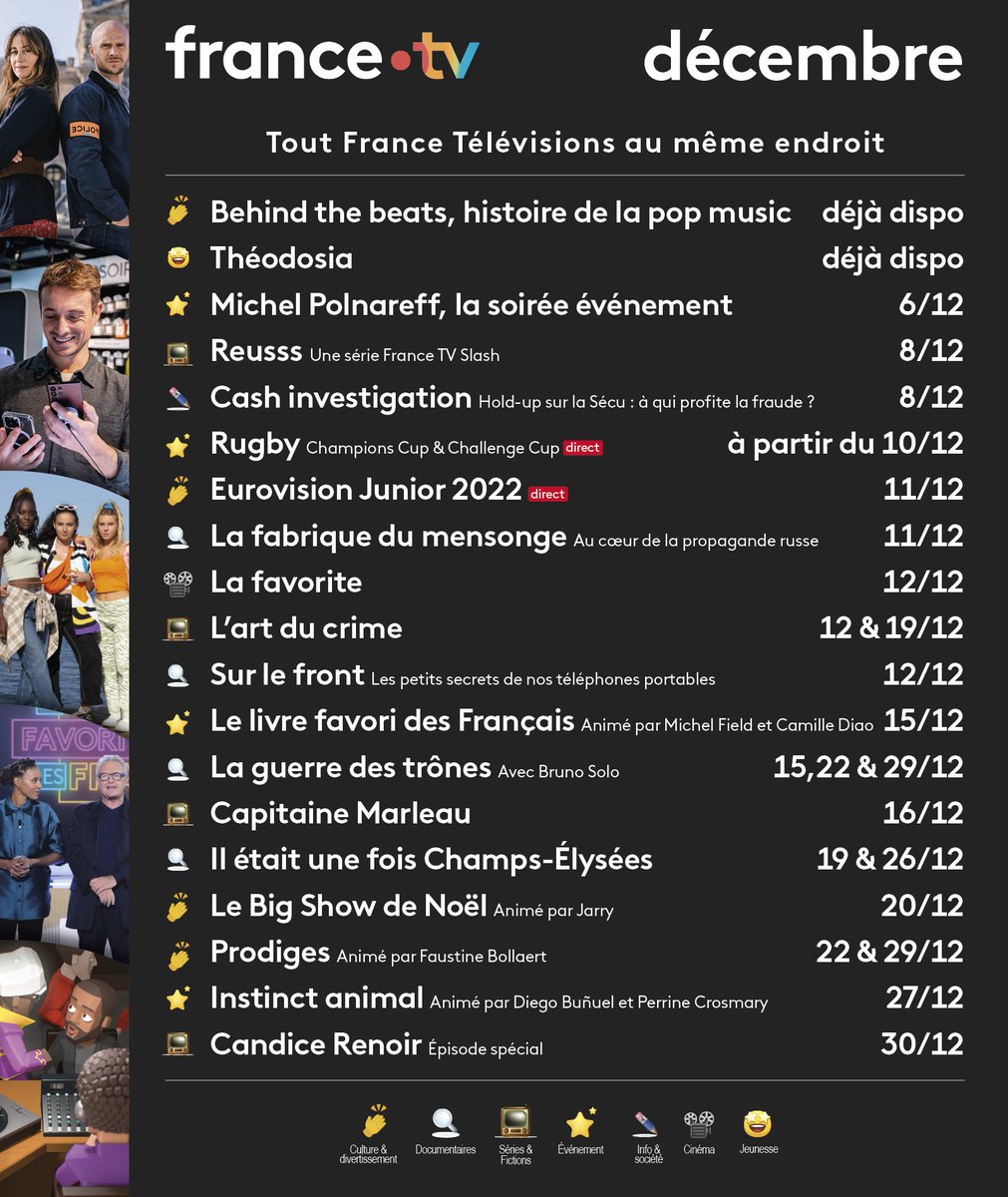 Francetele's tweet photo. 🎁 En Décembre sur https://t.co/R023VvZkY0 : des programmes par milliers !

#Reusss, Le #LivreFavori, #Prodiges…

🎄 À découvrir ⤵ https://t.co/F5ZC7sXgIK