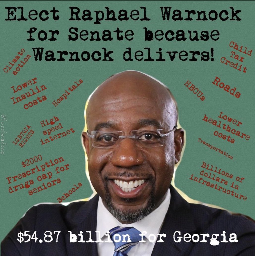 Georgia: Get #RevdUp! Today’s your day to elect a representative who’ll deliver for you. #VoteWarnock. Pass it on! #gapol