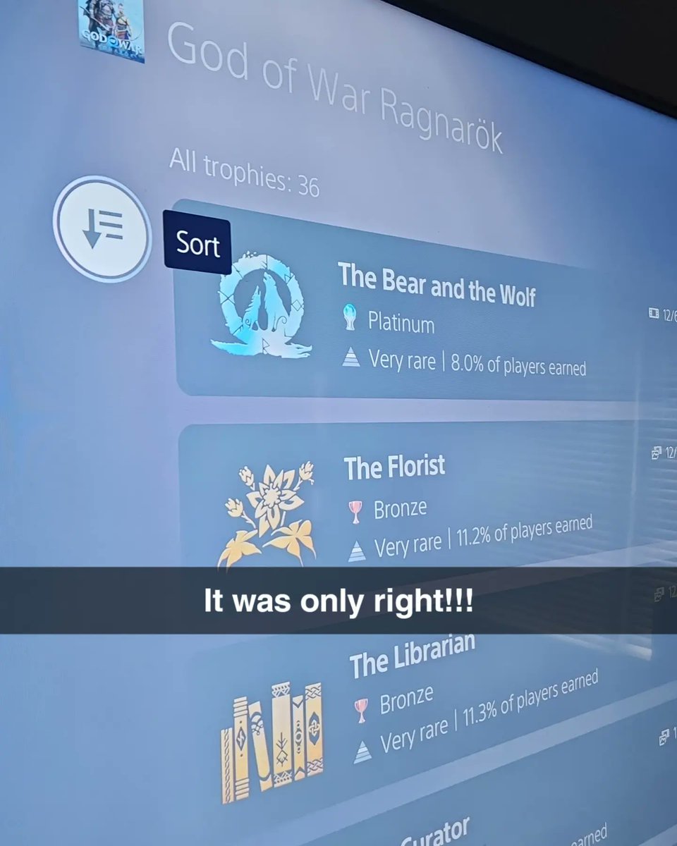 ThatAssholeKB's tweet photo. @corybarlog I just platinumed Ragnarok on Give Me God of War Difficulty... THIS WAS A MASTERPIECE!!! I'm sad it's over. I can't wait for the next one! I almost put in 70 hours and I'm still not burnt out on it! @SonySantaMonica yall are the greatest! #GOTY #GOWRagnarok https://t.co/mjCUzZay7N