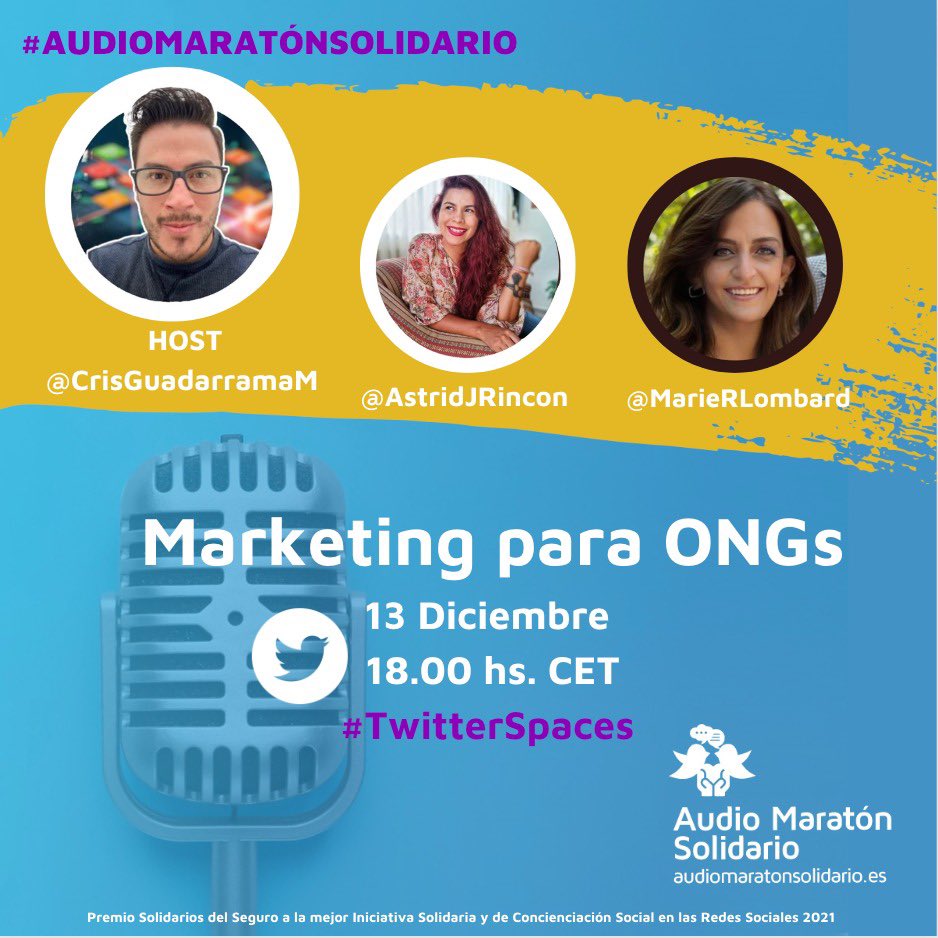Nos toca poner el granito de arena en el #AudioMaratónSolidario con #Marketing para #ONGs. 

Establece el recordatorio dale #RT, no solo me gusta 😬 y únete para que lógrenos juntos el objetivo👇🏻. 

x.com/i/spaces/1mnxe…

Para más detalles👇🏻…

audiomaratonsolidario.es