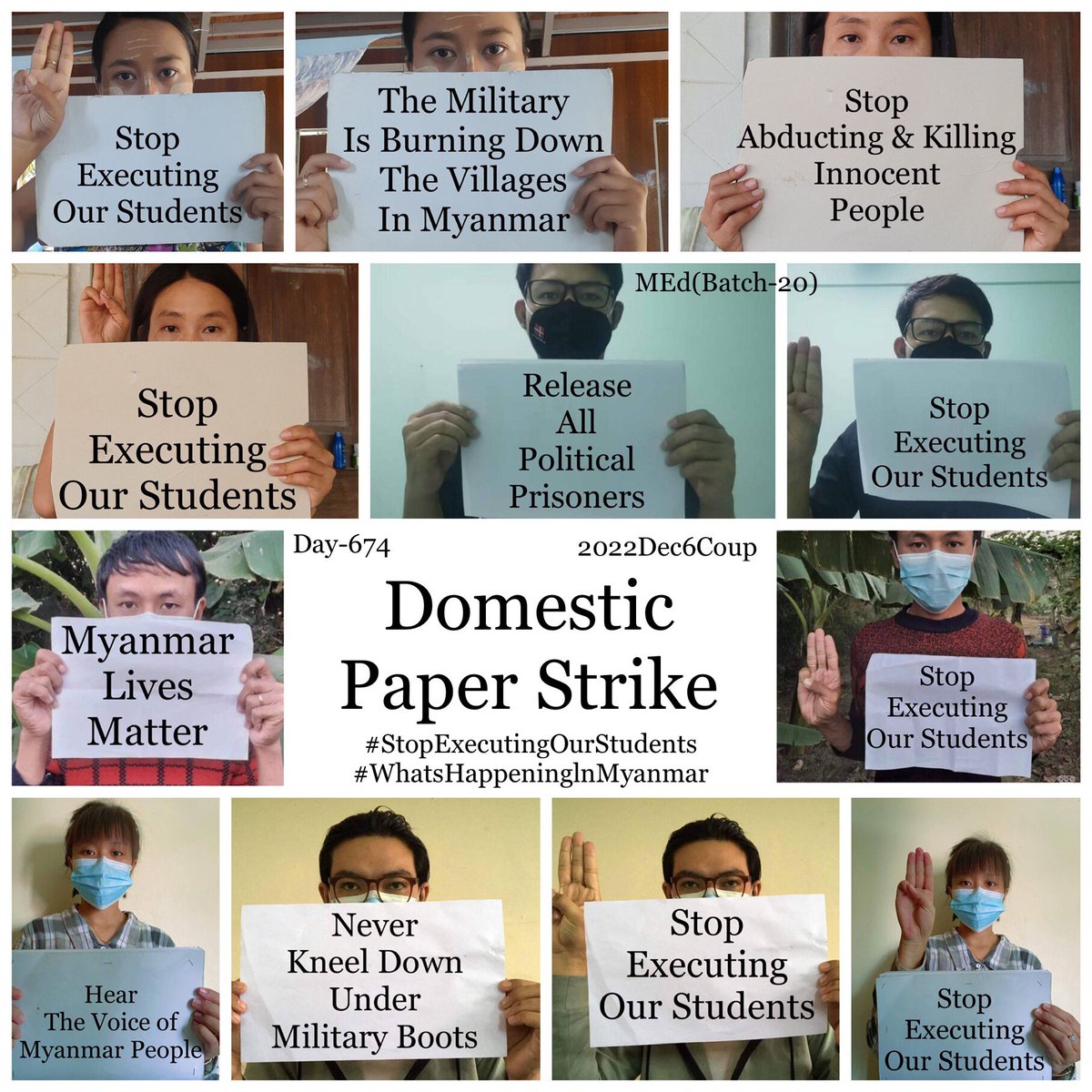Daily anti-coup revolutionary domestic strike by pro-democracy CDMer teachers from Sagaing University of Education.

#2022Dec6Coup #WhatsHappeningInMyanmar