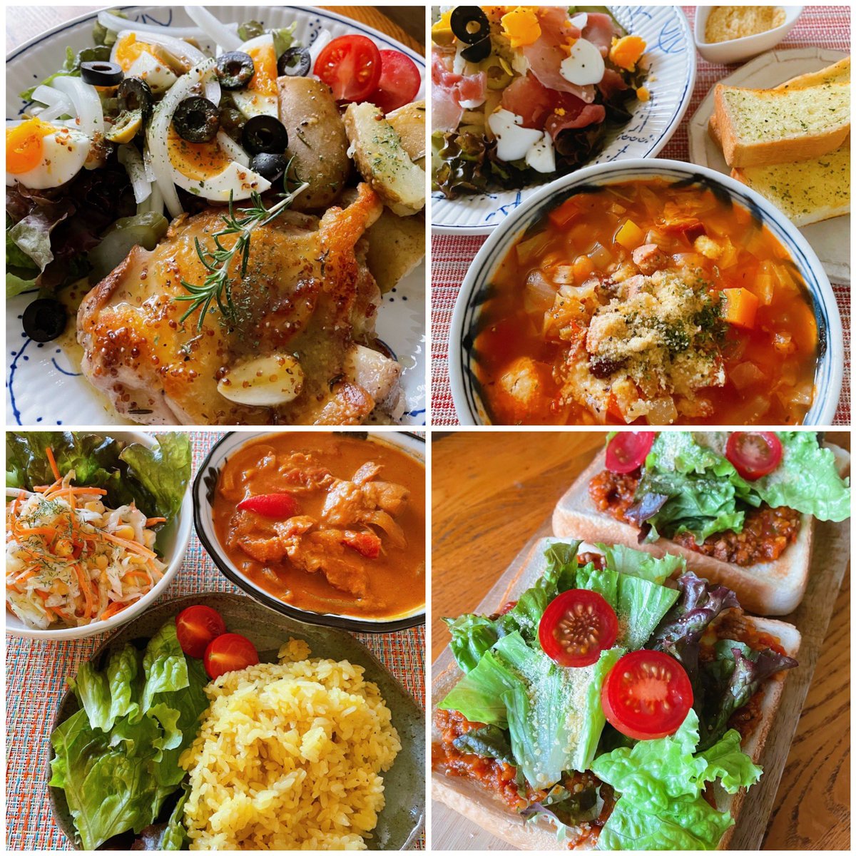 akebi_modoki's tweet photo. 元気が欲しい時はトマトが多い。写真は最近作った昼とか夜のご飯。そして自分の時間が深夜しかないことに気づいた https://t.co/BbC77eU146