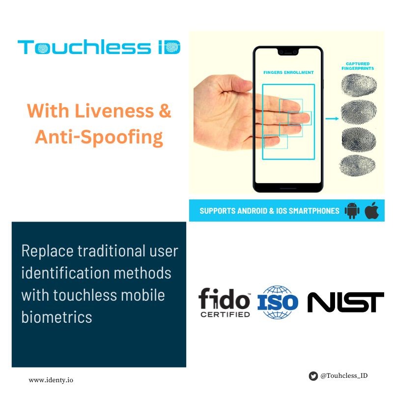 Touchless_ID's tweet image. Touchless fingerprint biometric for all 10 fingers with liveness. It works on Android and iOS mobile platforms. 

Can be used for Remote Identity Authentication/Verification, e-KYC ,Onboarding and many more.

Replace your hardware biometrics with #Touchless #Mobile #Biometrics