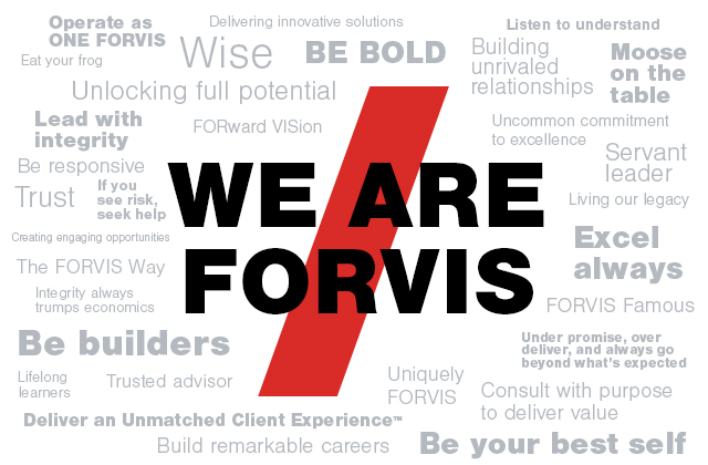 AliceGrey's tweet photo. Introducing #TheFORVISWay – our new mission, vision, purpose, and approach to delivering an Unmatched Client Experience that drive our forward vision. Learn more about what makes us uniquely FORVIS. https://t.co/p8f6Sk22R3 https://t.co/Muq9a2T6zP