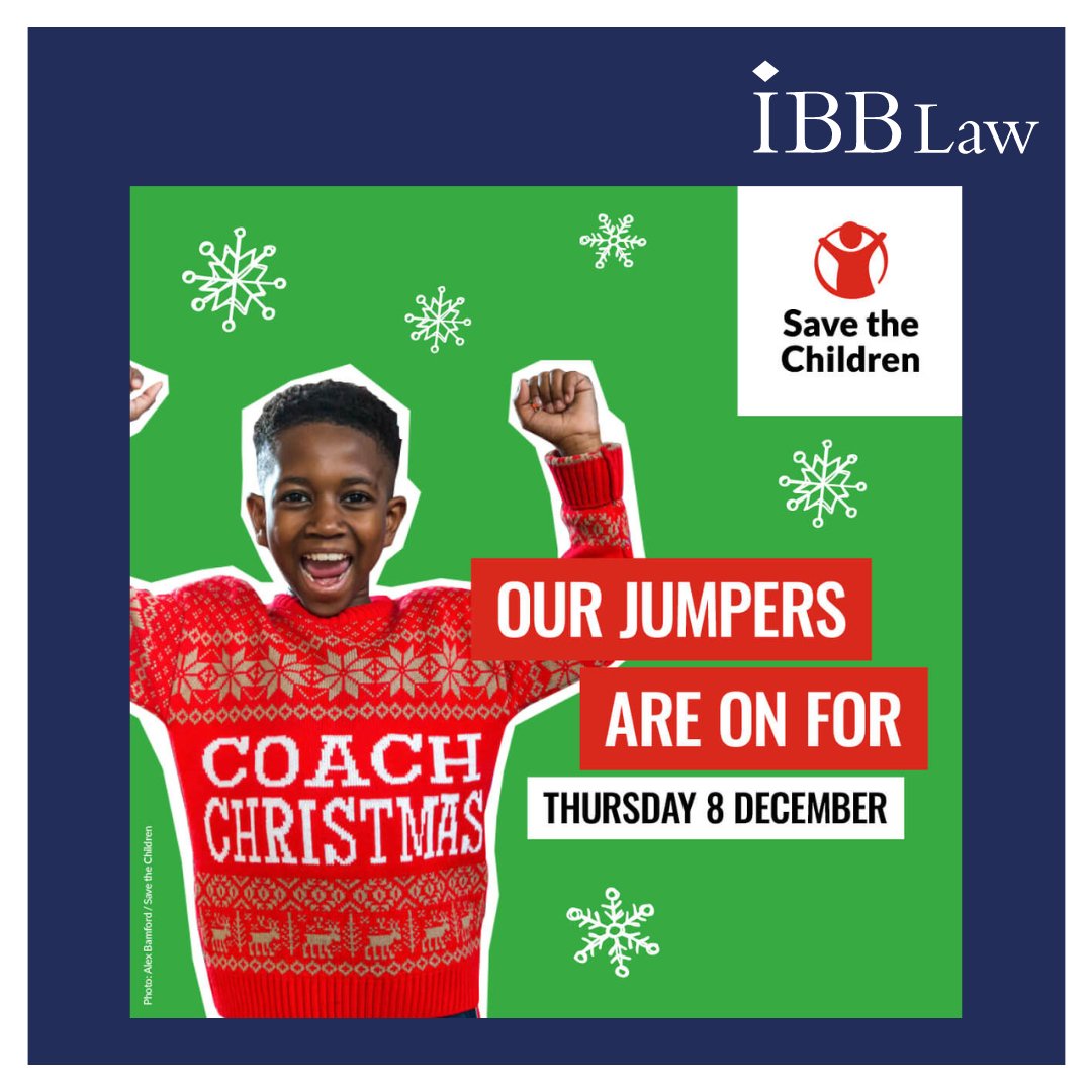 IbbLaw's tweet photo. This year @savechildrenuk's #ChristmasJumperDay falls on Thursday 8 December 2022, which officially means Thursday is the new Friday! Join in the festive spirit of giving via our JustGiving page: https://t.co/HiuDAazxOl
All proceeds go to #SavetheChildren
#ProtectTheMagic #IBBLaw https://t.co/hXYgu6R0Zf