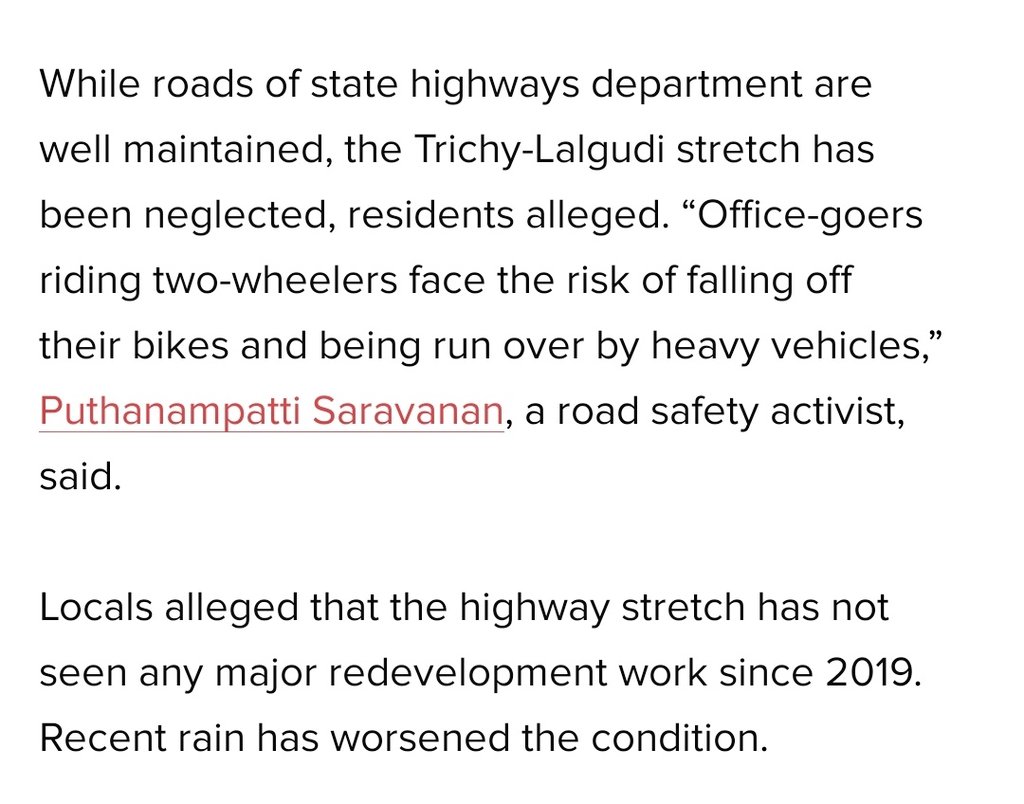Trichiites's tweet photo. Damaged Trichy - Chidambaram #NH81 via Lalgudi stretch is prone to accidents in Trichy.
https://t.co/W3ftFgK1KB
@NHAI_Official @evvelu @Soundra_2505 https://t.co/QpAB9XdrXG