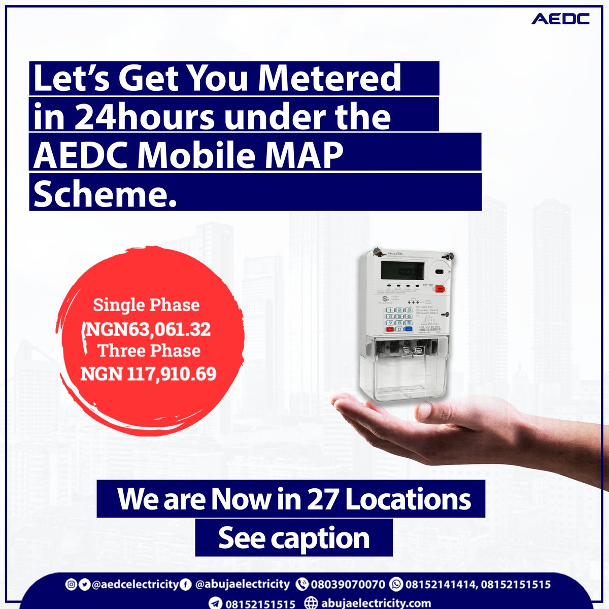 aedcelectricity's tweet photo. Get Metered With MAP.
#AEDC #Abujadisco #Getmeteredwithmap #mobilemapmetering https://t.co/1qmYzjMTeY