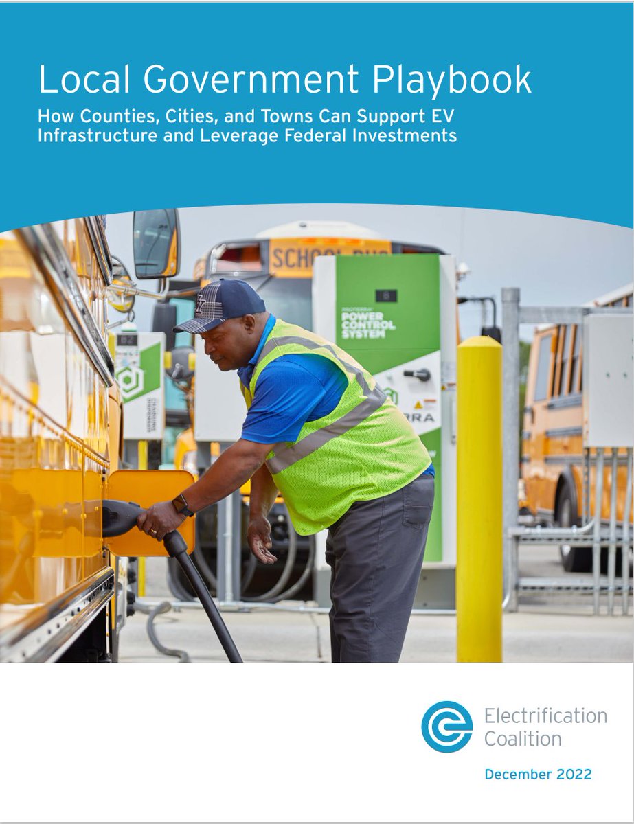 We're excited to release our #LocalGovtPlaybook, a report with recommendations for how local governments can leverage federal investments in #EV infrastructure! Learn how counties, cities, &amp; towns can establish charging networks in their communities: bit.ly/3Fv4SIk
