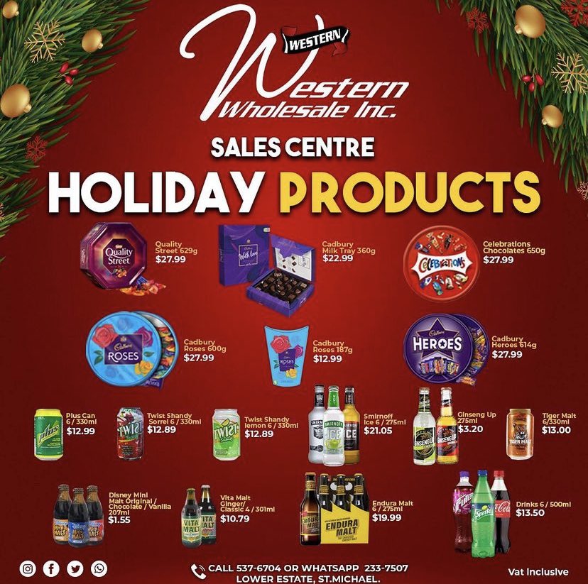 Holiday Products are now available at our Sales Centre! 

We have chocolates, malts, drinks for you and the family to enjoy! 

Visit our location at Lower Estate. Give us a call at 537-6704.

#Serviceattherightprice #holiday #products #malts #chocolate