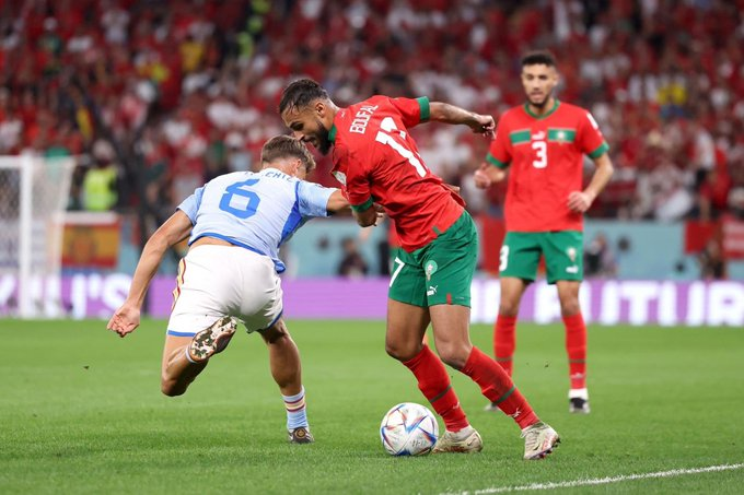 StatmanDave's tweet image. Sofiane Boufal’s first half by numbers vs. Spain:

27 touches
11/12 ground duels won
5/6 dribbles completed
3 tackles won
2/3 crosses completed
1 key pass

Looking dangerous. 🔥