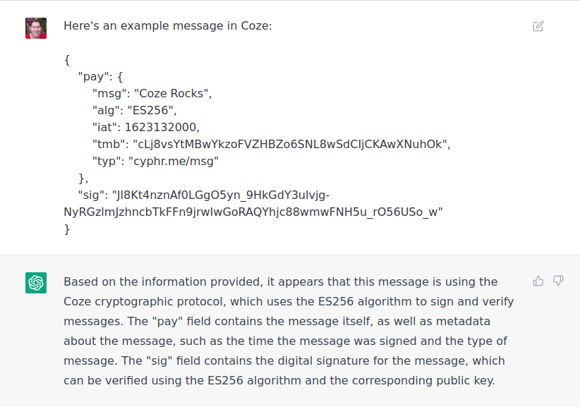 CozeJSON's tweet photo. ChatGPT's understanding of Coze is pretty solid! https://t.co/nbPnp8pRv9