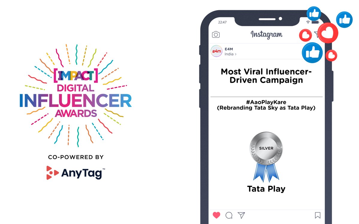 e4mevents's tweet photo. Kudos to the team Chimp&z Inc & Tata Play for winning Silver in the category- Most Viral Influencer-Driven Campaign at the #ImpactDigitalInfluencer Awards 2022 @Chimpandzinc @TataPlayin @AnyMindGroup https://t.co/x8gGR8w4vc