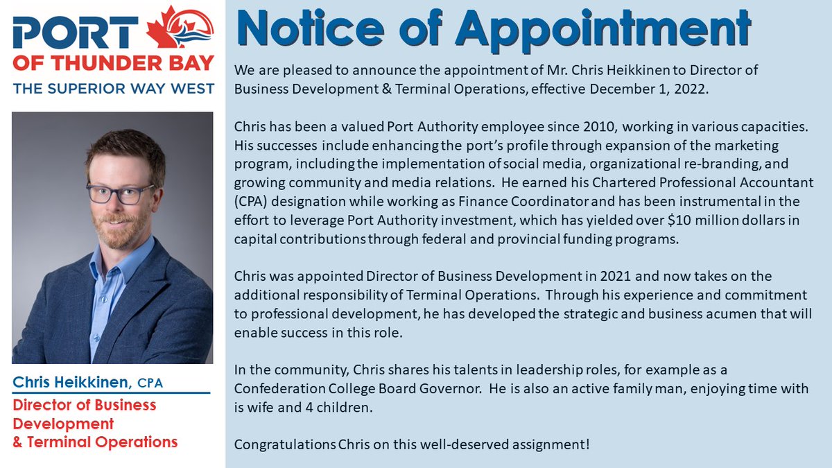 Port of Thunder Bay tweet media