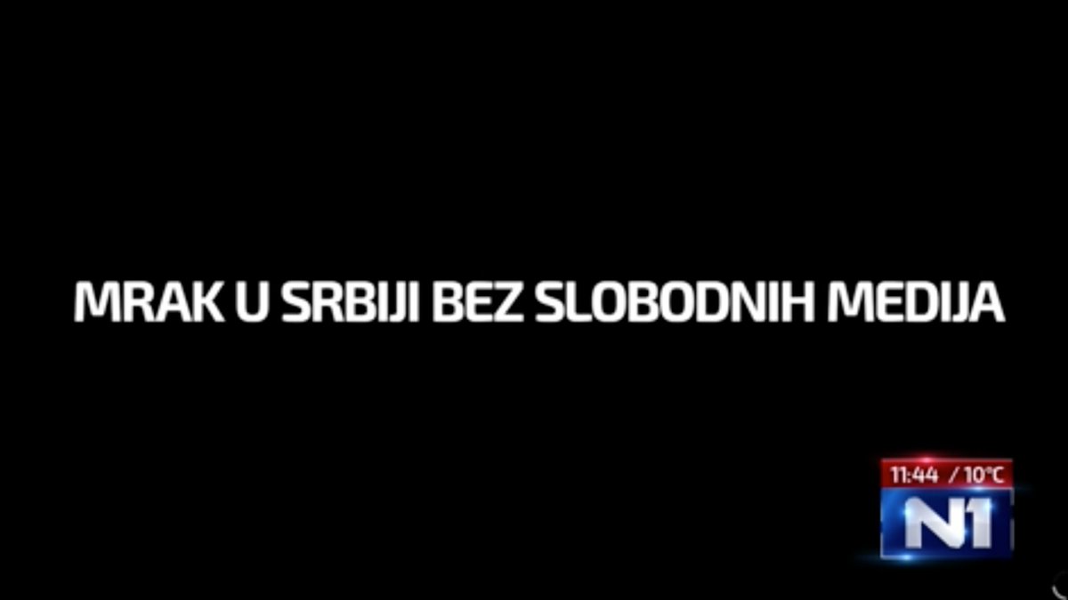 BalkanInsight's tweet photo. Two TV channels, which were denied a national broadcasting frequency in #Serbia, stopped broadcasting regular programmes and replaced them with the message "Darkness in Serbia without free media".

The reasons remain unclear. Read more 👉 https://t.co/7yes5HrmTX https://t.co/4qSNHLQn2f