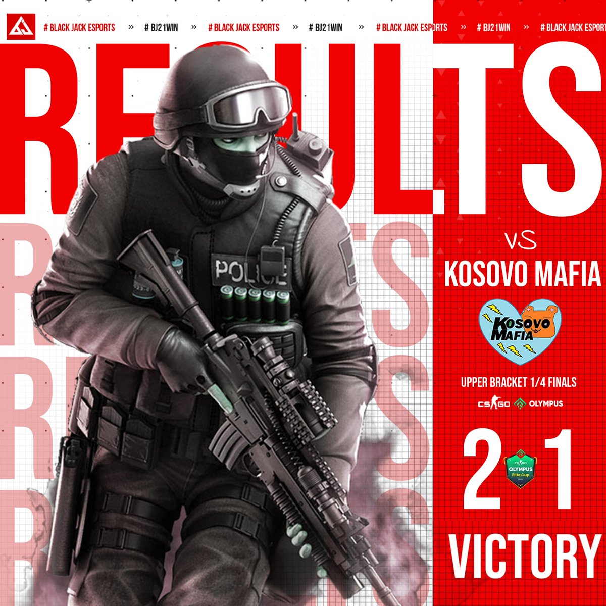 BJ21ESPORTS's tweet photo. Victory 2-1 against kosovo mafia yesterday on a best of 3 , Well done ! 

Results of our #csgo team
🏆 Olympus Elite Cup  ( Round 1  lower bracket ) 

#bj21win #esports #BlackJackEsports  @OlympusEliteCup https://t.co/MJEC7COz0E