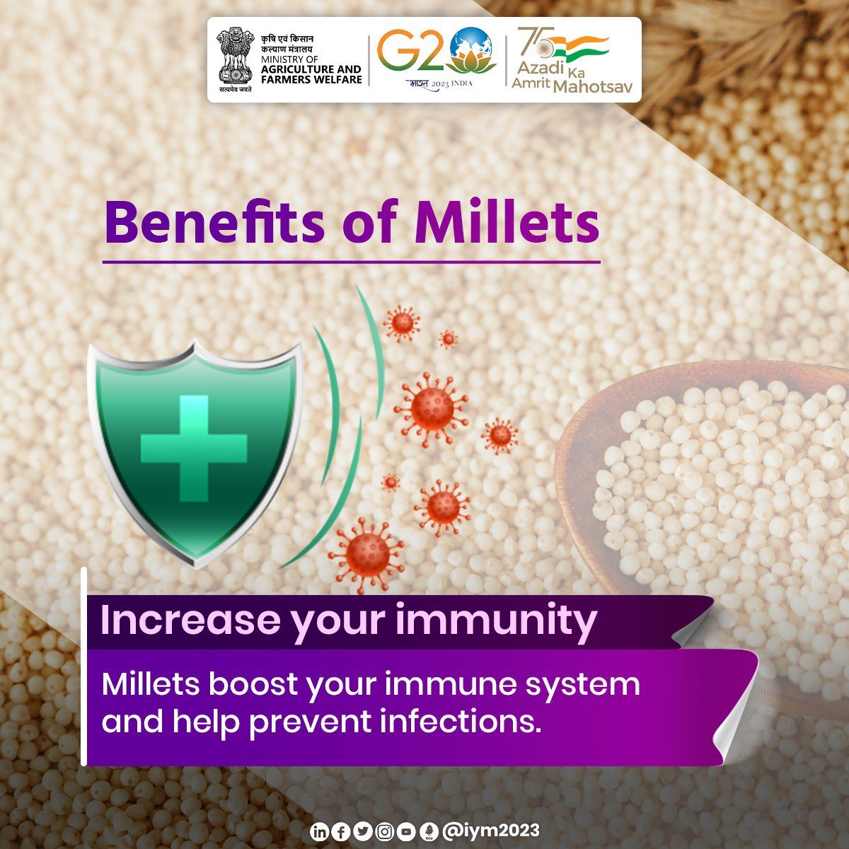 nitin_gadkari's tweet photo. International Year of Millets 2023 is a golden opportunity to increase production and consumption of Millets. Let millets be a part of our daily meal. Let the world know about the health benefits of our very own millet, a rich source of nutrients.
#IYM2023 https://t.co/fFis6g87Ee
