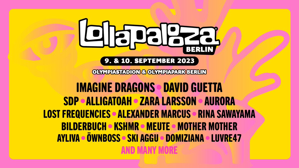 Mit einer fantastischen Mischung aus #Indie, #Rock, #Pop, #HipHop und verschiedensten Electronic-Acts, ist das <a href="/LollapaloozaDe/">Lollapalooza Berlin</a> eines der reizvollsten Festivals für das Jahr 2023! Ab jetzt könnt ihr eure Lieblingstickets für das Festival sichern: bit.ly/3h4Z7rq