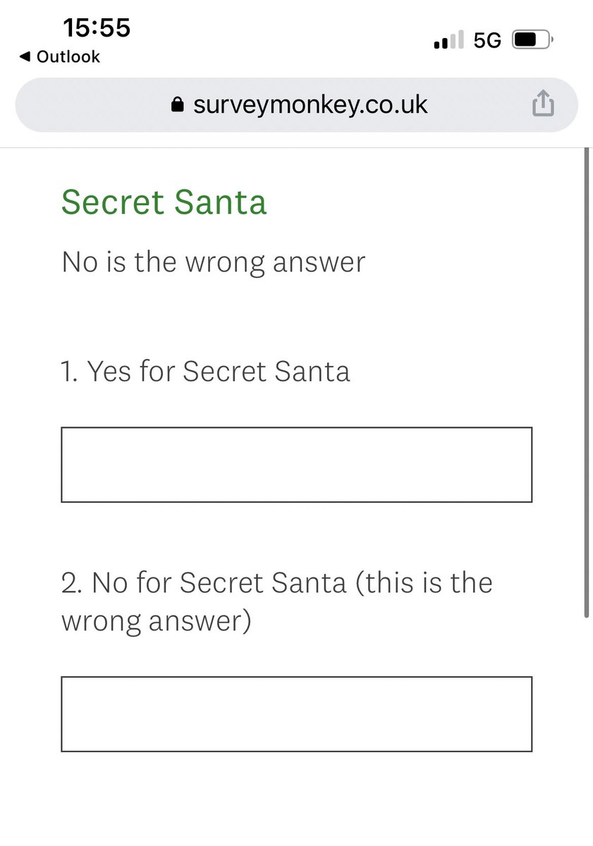 Absolutely class survey sent from work about Secret Santa 😂😂

No pressure at all  

#expandgroup