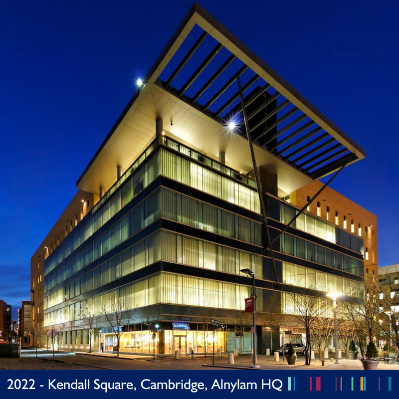 Alnylam's tweet photo. Celebrating 20 yrs of Alnylam. 🎉 Our 1st HQ was in a handful of offices at 790 Memorial Dr in Cambridge, MA. Today, our Global HQ in #KendallSquare anchors our #Cambridge Campus &amp; our global office network of 22 offices in 16 countries. #Alnylam20th #RNAiRevolution #RNAi #siRNA