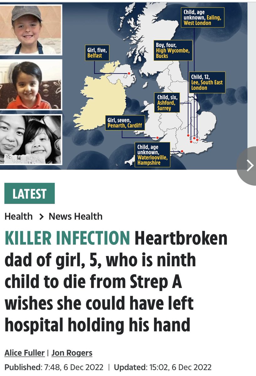 Four weeks ago, UK school children received a "floo" nasal spray.

Today, there are children dying from Strep-A.. 🚩