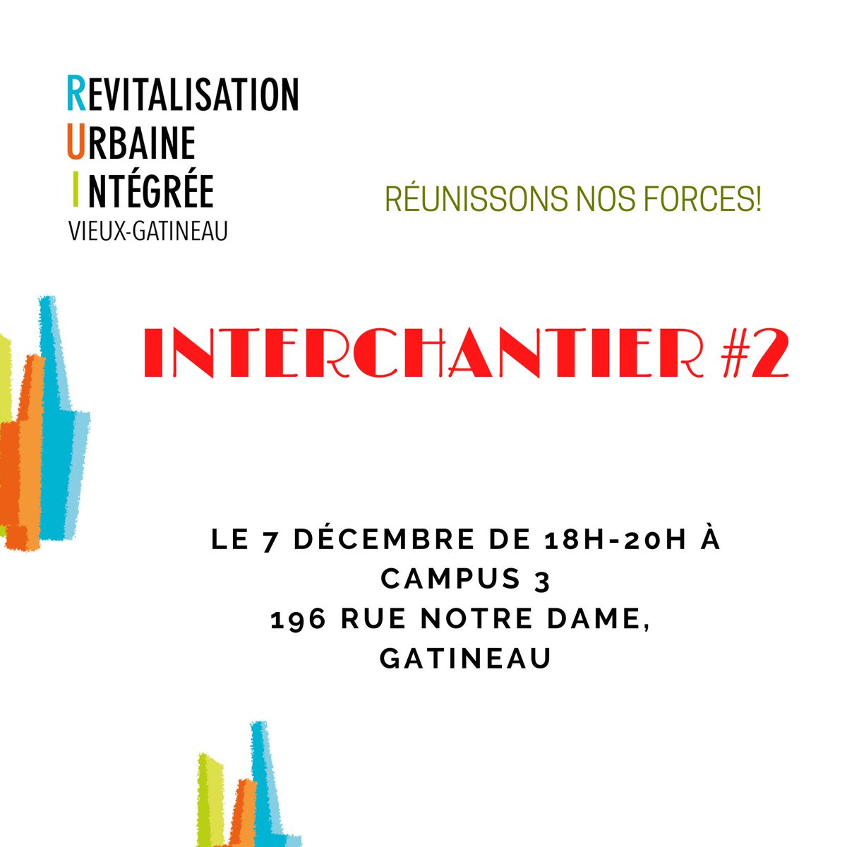 RUI_VG's tweet image. Nous vous attendons  demain de 18:00 à 20:00  à Campus 3, pour le deuxième interchantier durant lequel nous aborderons les enjeux et les grandes thématiques soulevés lors du premier interchantier pour en faire ressortir des actions et des projets concrets.