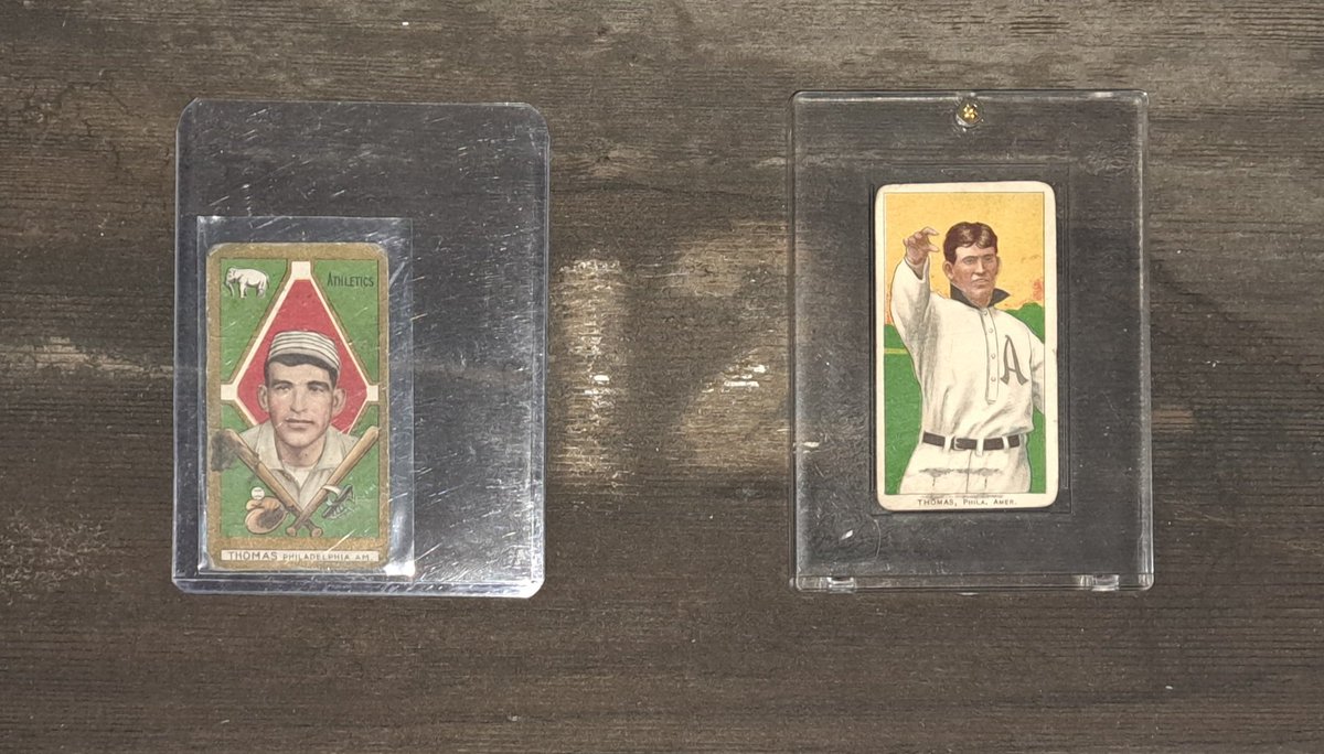 PhantasyWhiz's tweet image. T Card Tuesday 11 to 11 auction #11to11  Ira Thomas 2fer.  Both T205 and T206 Ira Thomas Philadelphia Athletics.  Opening bid will be $20. Tuesday 11:11 TCard Auction.  
Please retweet and Thank You 
@CardsStory @jgilchrist0110 #Hobby #hobbyretweet @HobbyConnector @HobbyRetweet_