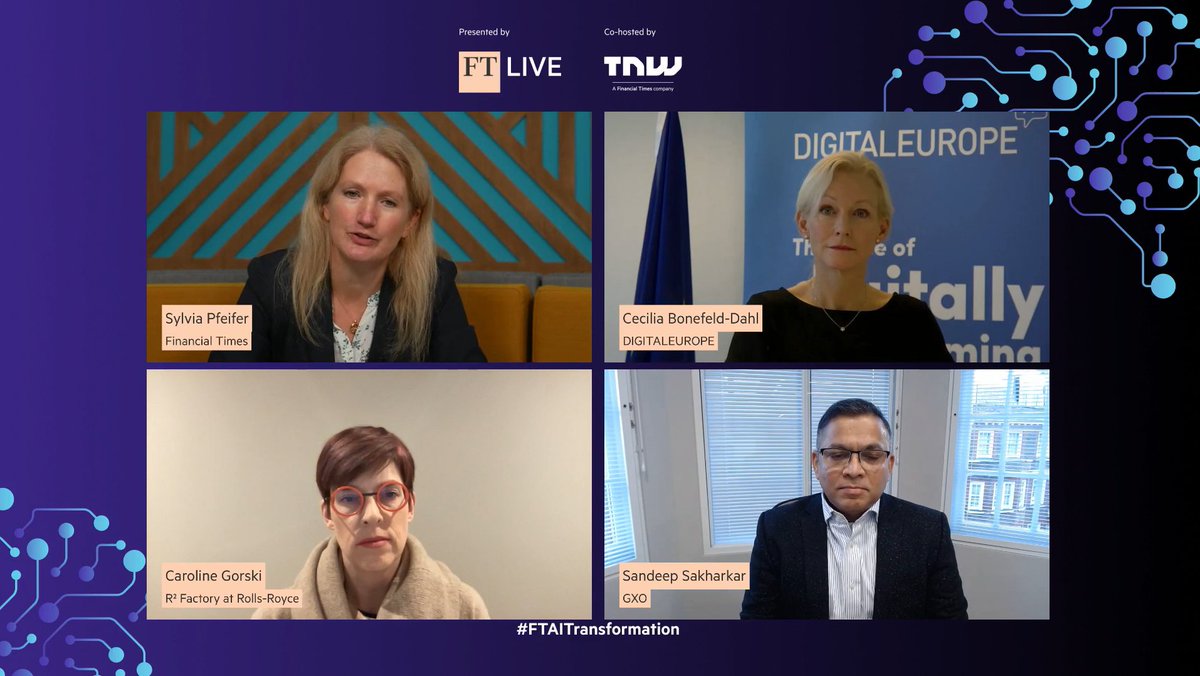 Cecilia Bonefeld-Dahl (@bonefeldcecilia) on Twitter photo A pleasure sharing the <a href="/ftlive/">Financial Times Live</a>'s virtual stage as part of the #FTAITransformation summit.
The EU should support #AI adoption through setting common #data #standards. Only 1 in 10 EU SMEs use data today. Much more should be done to support them. A pleasure sharing the <a href="/ftlive/">Financial Times Live</a>'s virtual stage as part of the #FTAITransformation summit.
The EU should support #AI adoption through setting common #data #standards. Only 1 in 10 EU SMEs use data today. Much more should be done to support them.