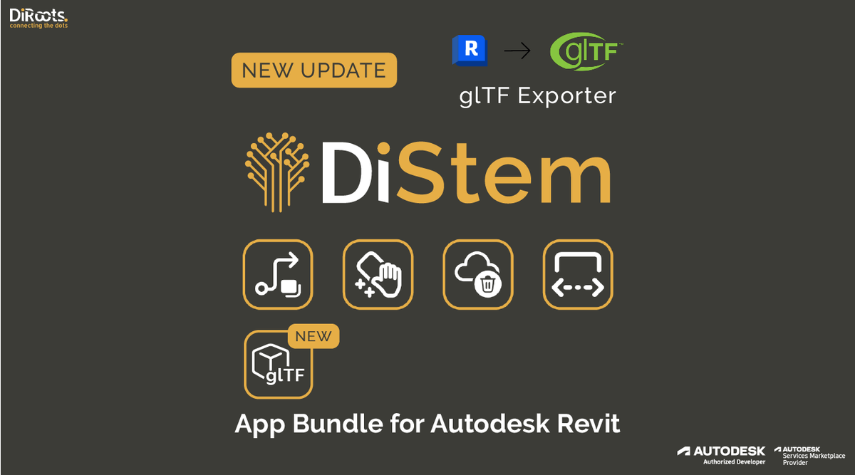DiRoots17's tweet photo. #DiStem v0.9.4 New Update 

✔️ New Features
- #glTF Exporter

👇🏻 Download
https://t.co/J9cJ5C4NAv

#DiRoots #BIM #AEC #Autodesk #Revit #AECindustry https://t.co/uRJaFmBWKK