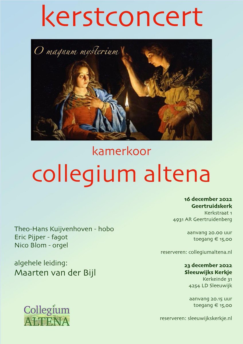 Ook dit jaar mogen we weer in en buiten <a href="/gemeentealtena/">Gemeente Altena</a> zingen. Ons kerstconcert nu ook in <a href="/GemGeertrberg/">Geertruidenberg</a>