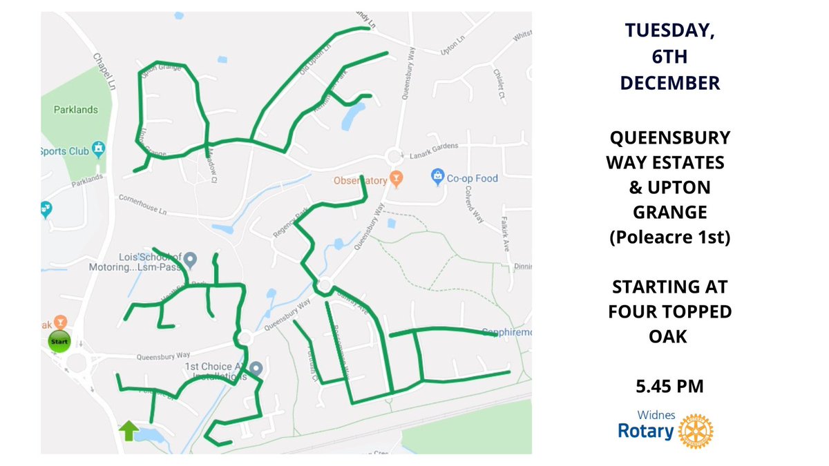 Tracker playing up last night, out of our control but reported, hopefully will be ok for tonight! 🙏
Thanks to our helpers last night! Tonight we're around  Queensbury Way &amp; Upton Grange. See you later! 🎅🎅 To donate online visit givi.ng/uviq THANK YOU!
