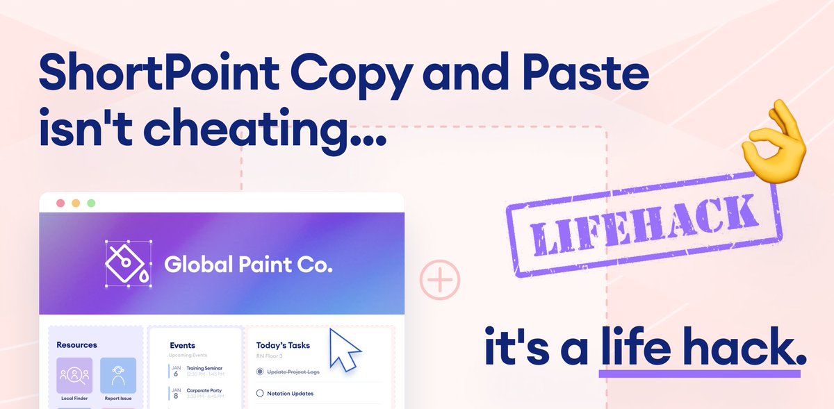 ShortPoint_inc's tweet photo. Using ShortPoint's Copy & Paste function isn't cheating, it's a life hack! Copy and Paste any element, design or entire page into your SharePoint design with ShortPoint Copy and Paste.
https://t.co/eIPAo3MMe6
#sharepoint #shortpoint #livemode https://t.co/N64H0BbUQC