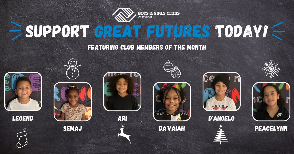 bgcmuncie's tweet photo. When you help support Great Futures, you help #inspire and #enable Club kids like Legend, Semaj, Ari, Da’Vaiah, D’Angelo and Peacelynn.
Help build #GreatFutures by donating today. https://t.co/d1Ea2JoWut
#GreatFuturesStartHere #BGCM https://t.co/CFskF7wHhH