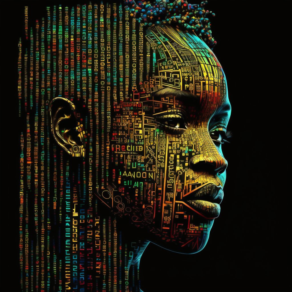 ArhenMensah's tweet image. #Midjourney 
Prompt: happy artificial intelligence code matrix from an ALX african
#ALXchallenge2022 #aiart  @alx_africa @FredSwaniker @0xAuntyBetty