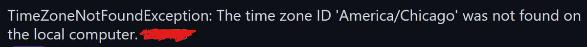 tnlthanzeel's tweet image. hi all. i have a #azure #functionapp which uses IANA time zone. when i debug locally i get the TimzoneInfo when i use FindTimeZoneById(ianaTimeZone). but when i deploy it to a windows consumption plan function app on azure it throws error TimeZoneNotFoundException: