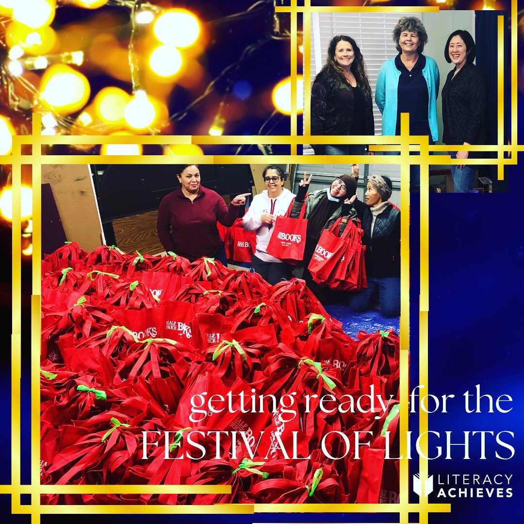 LiteracyAchieve's tweet photo. Getting ready for the Festival of Lights! The staff of our Early Childhood Education Program worked tirelessly to stuff 1,000 bags in preparation! https://t.co/Zi1RIyXw72