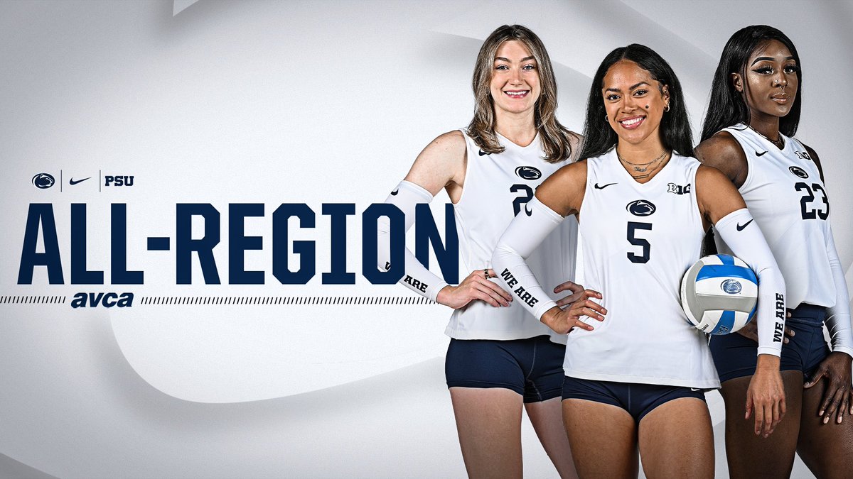PennStateVBALL's tweet photo. 𝘼𝙡𝙡-𝙉𝙤𝙧𝙩𝙝𝙚𝙖𝙨𝙩 𝙍𝙚𝙜𝙞𝙤𝙣

@allieholland_ 
@leisuhh 
@6ugarr 

#WeAre
🔵⚪️ https://t.co/20KwxOnubA
