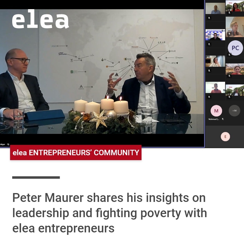 'You are spearheading what could be a solution to some of the many pressing issues the world is facing” - @_PeterMaurer, former president of the @ICRC, encouraged members of the elea Entrepreneurs Community. #socialimpact